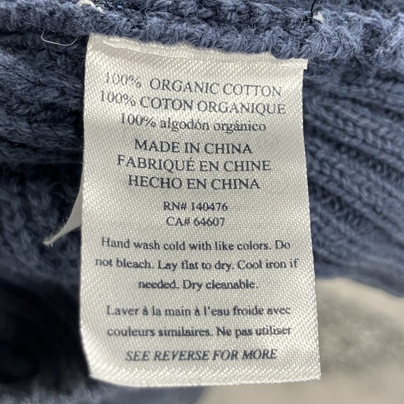 Faherty Blue Ribbed Knit Sweater Womens Medium Raglan Sleeve Crewneck Pullover - Picture 5 of 7